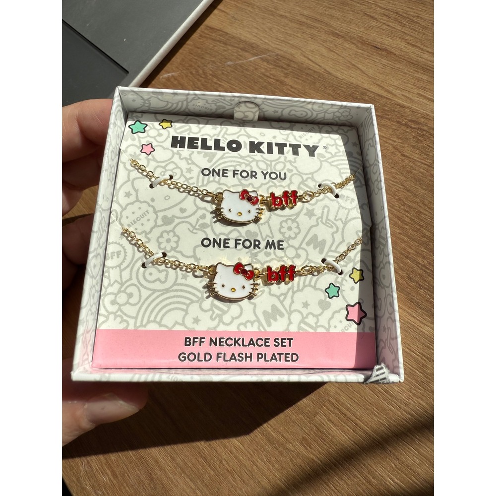 Hello Kitty BFF Necklace Set Gold Flash Plated Sanrio 2pc SF00879YL.RB New‎
